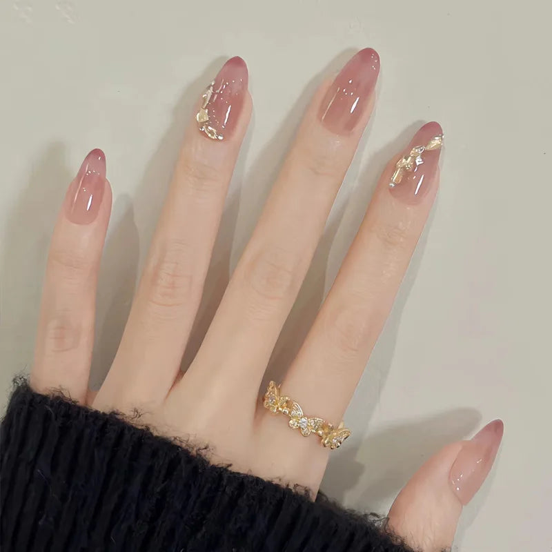 Aurora Glow – Nude Pink Ombré Press-On Nails