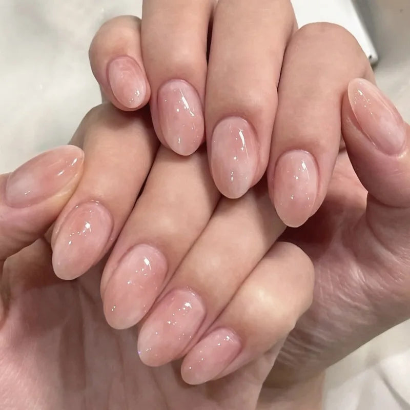 Aurora Glow – Nude Pink Ombré Press-On Nails