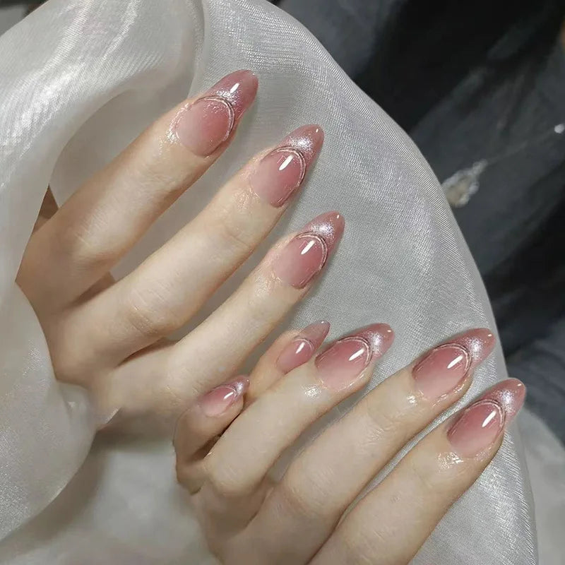 Aurora Glow – Nude Pink Ombré Press-On Nails