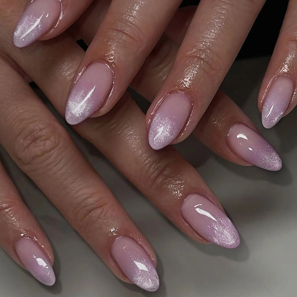 Aurora Glow – Nude Pink Ombré Press-On Nails