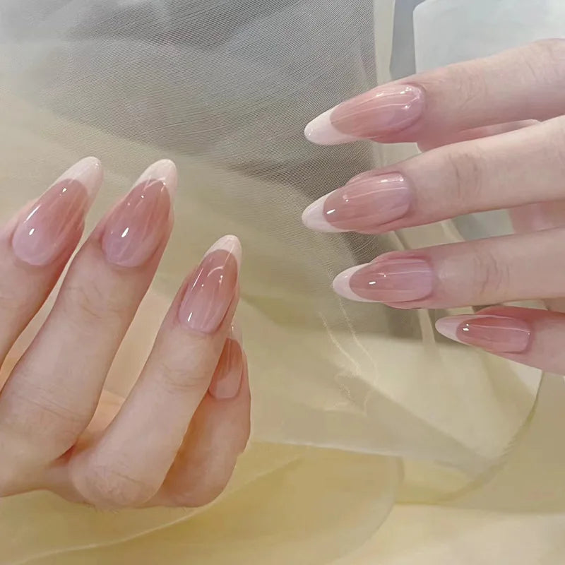 Aurora Glow – Nude Pink Ombré Press-On Nails