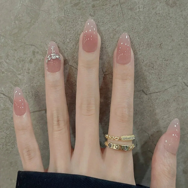 Aurora Glow – Nude Pink Ombré Press-On Nails