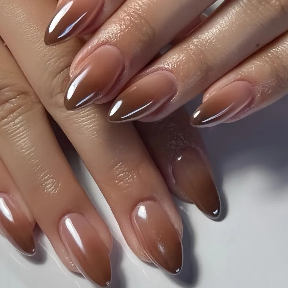 Aurora Glow – Nude Pink Ombré Press-On Nails