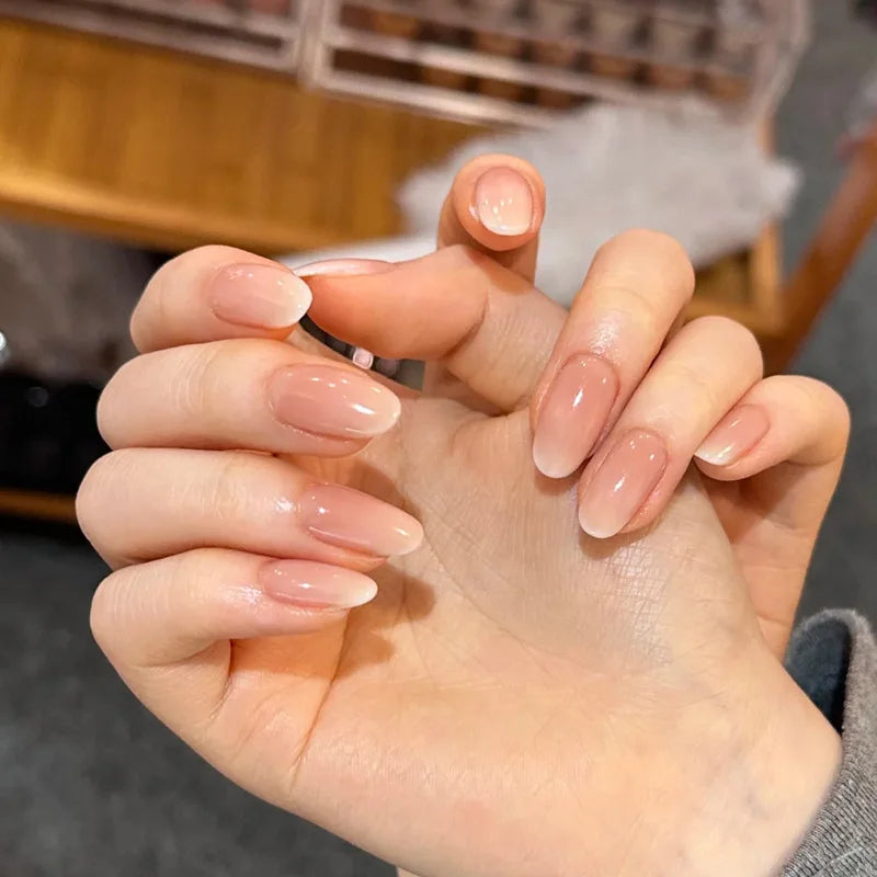 Aurora Glow – Nude Pink Ombré Press-On Nails