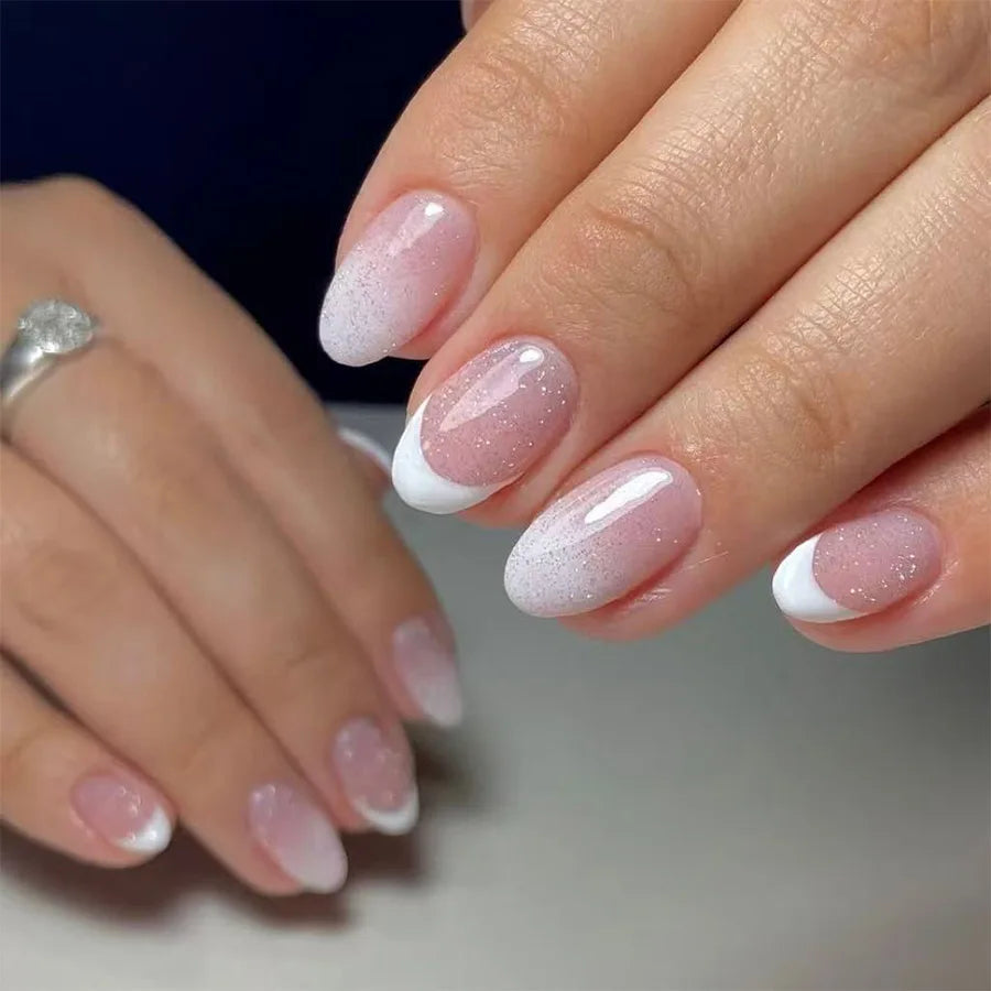 Aurora Glow – Nude Pink Ombré Press-On Nails