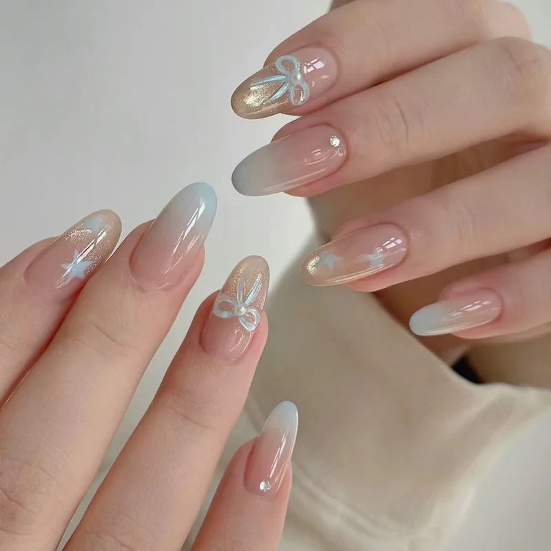 Aurora Glow – Nude Pink Ombré Press-On Nails