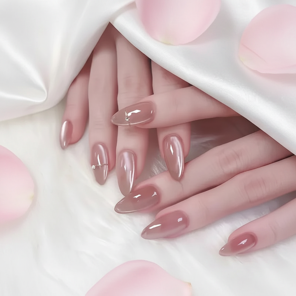 Aurora Glow – Nude Pink Ombré Press-On Nails