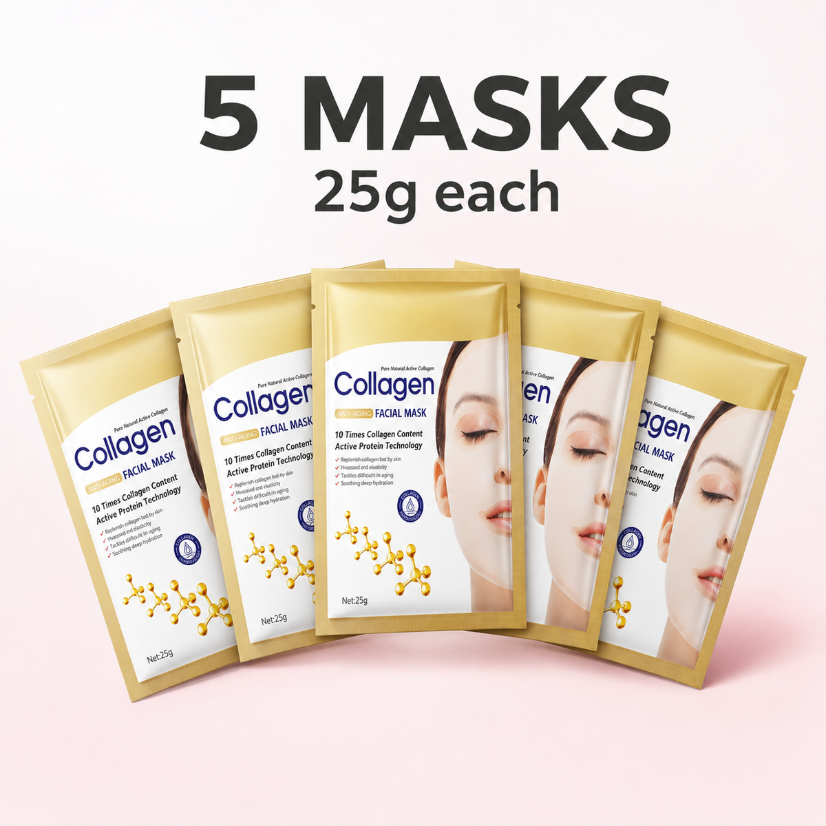 CollaGlow – Bundle with 5 facial masks at 25g each | Glow Vanta