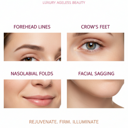 CollaGlow Mask – skin concerns infographic for lines, crow's feet and facial sagging | Glow Vanta