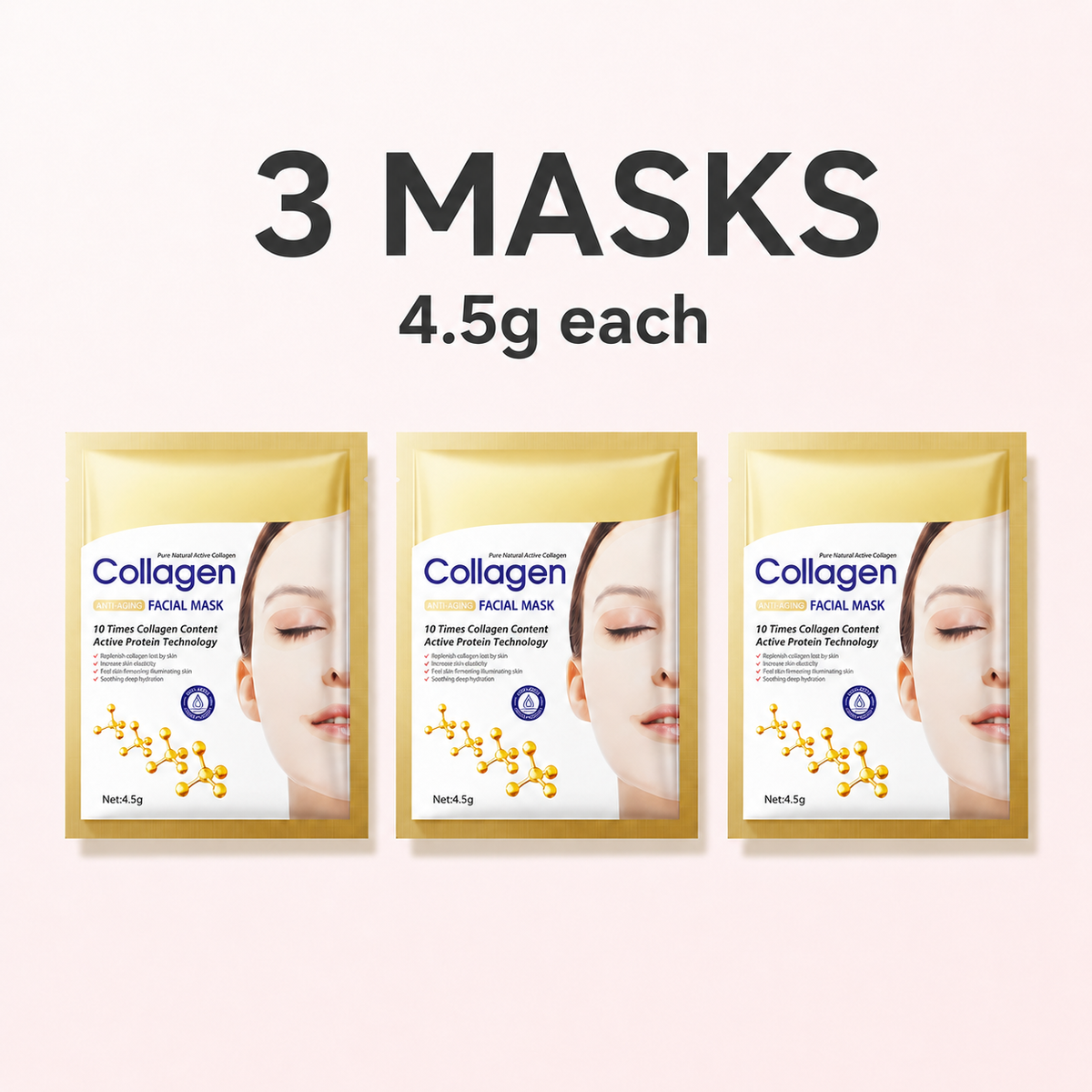 CollaGlow – Starter Kit with 3 facial masks at 4.5g each | Glow Vanta