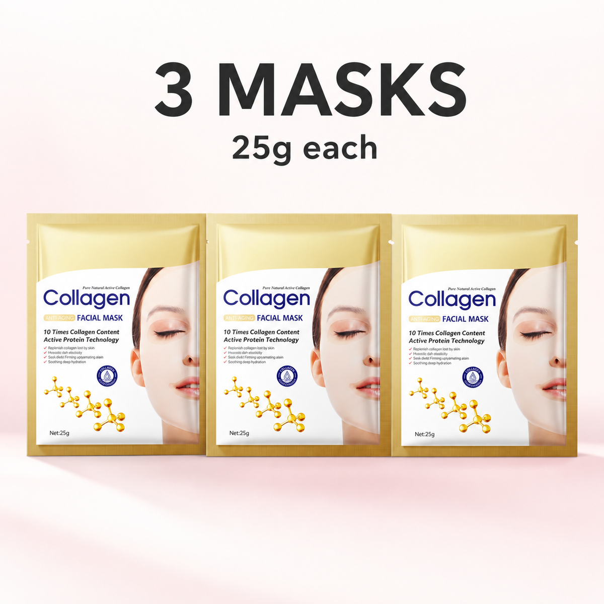 CollaGlow – Value Pack with 3 facial masks at 25g each | Glow Vanta