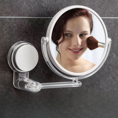 GlowFlex Mirror – woman applying make-up in the extended wall mirror | Glow Vanta