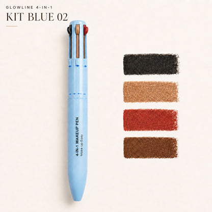 GlowLine 4-in-1 – Blue 02 pen with black, tan, orange and brown swatches | Glow Vanta