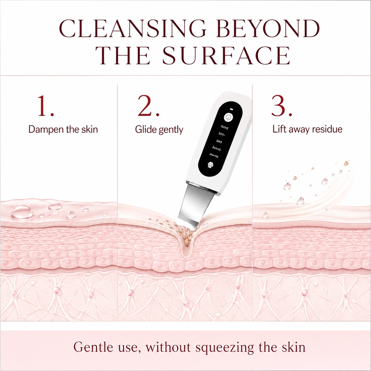 GlowSonic Cleanser – three-step dampen, glide and lift cleansing guide | Glow Vanta