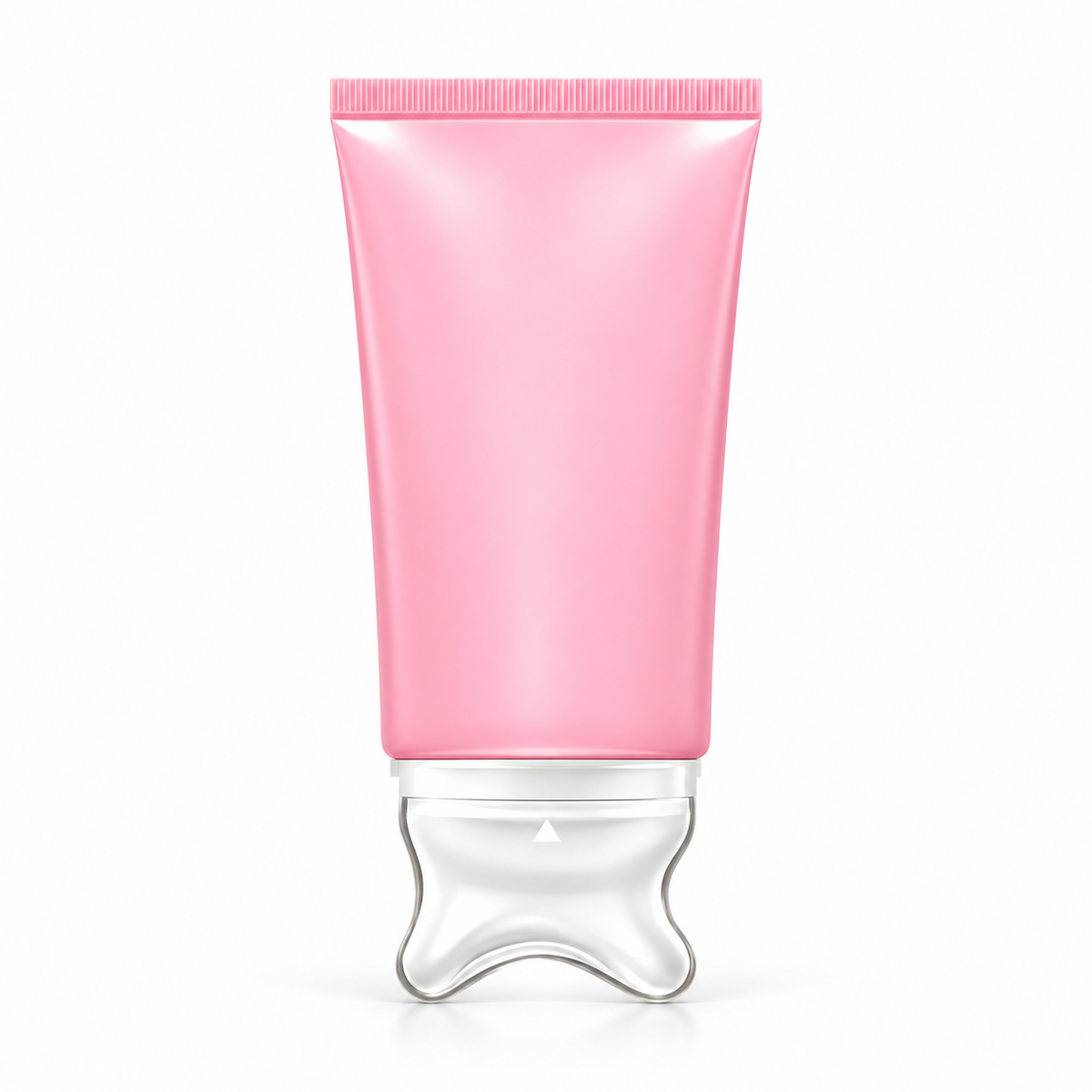 One pink NeckSilk neck cream tube with built-in clear massage applicator