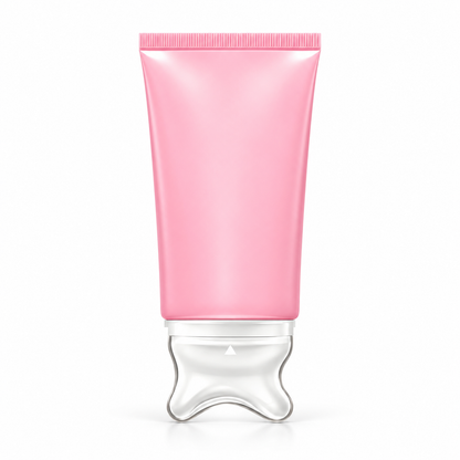 One pink NeckSilk neck cream tube with built-in clear massage applicator