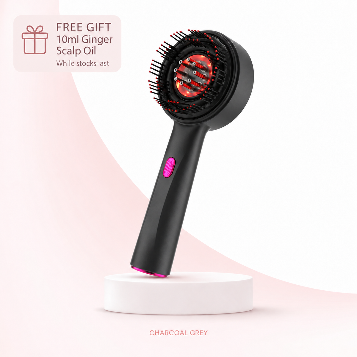 Charcoal grey RadiScalp scalp care brush with free 10ml Ginger Scalp Oil gift offer, while stocks last | Glow Vanta