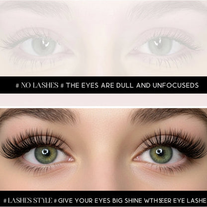 Salon Lash Lift Kit – before-and-after comparison with cluster lashes applied | Glow Vanta