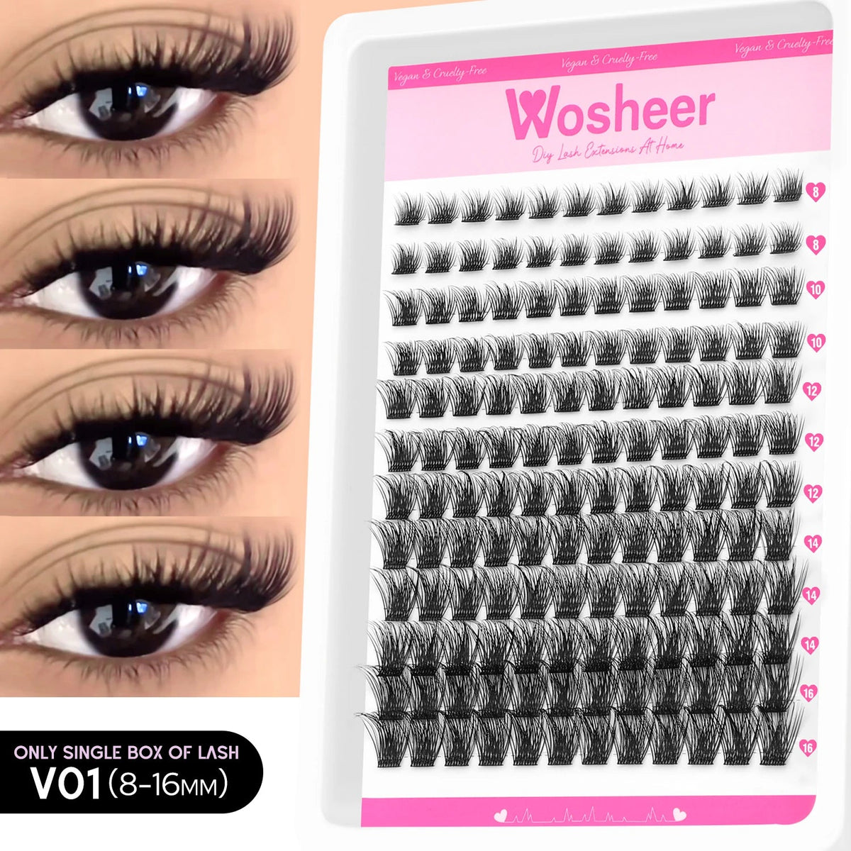 Salon Lash Lift Kit – V01 8–16 mm cluster lash tray | Glow Vanta