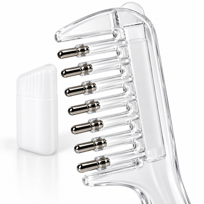 Close-up of ScalpFlow seven metal roller applicator tips