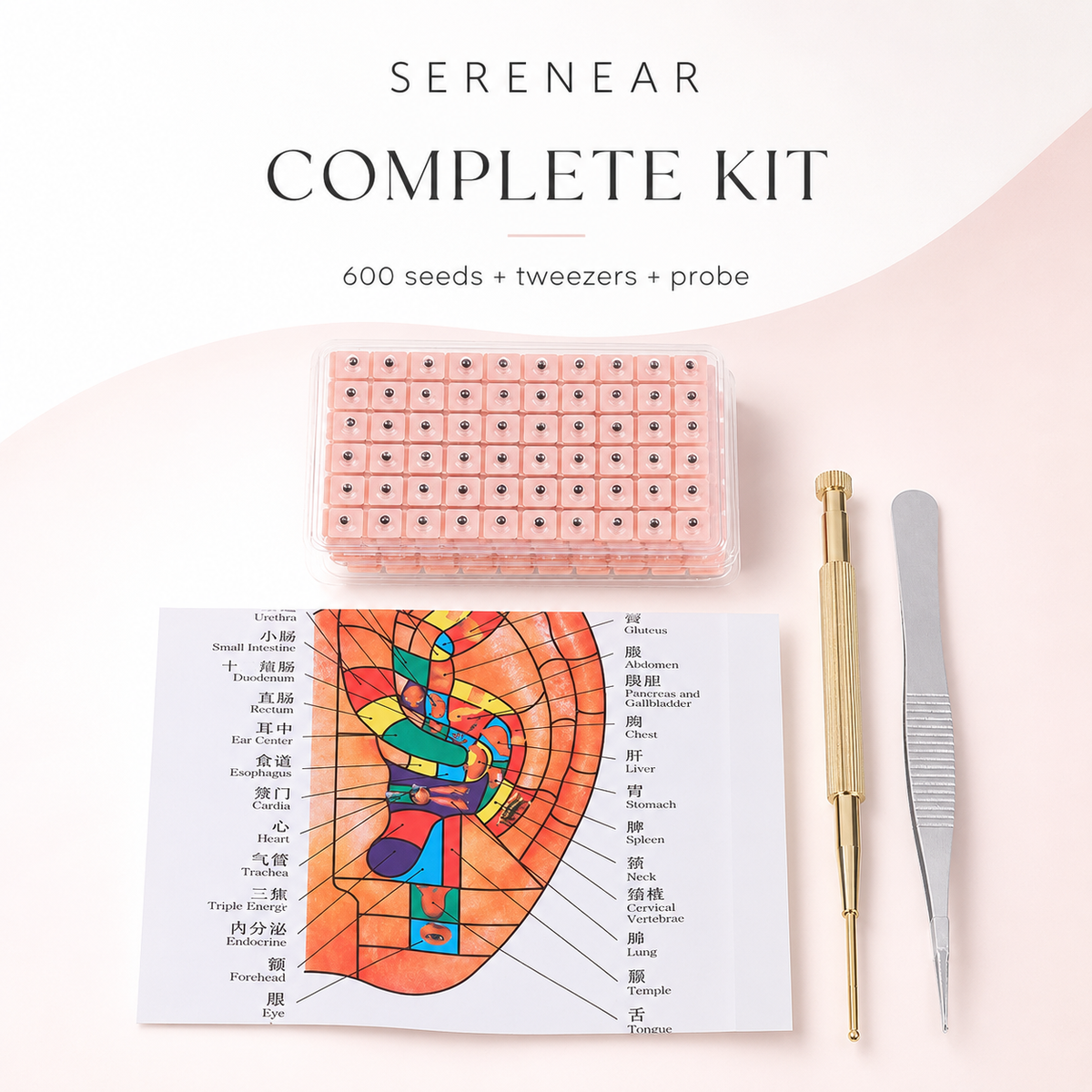 SerenEar Therapy Kit – Complete Kit with seeds, tweezers and probe | Glow Vanta